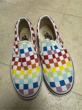 Vans Checkered Rainbow Slip Ons